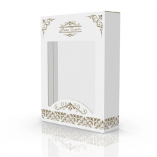 Подарункова коробка для рушників 3-ка Gold з віконцем 320х100х430 мм